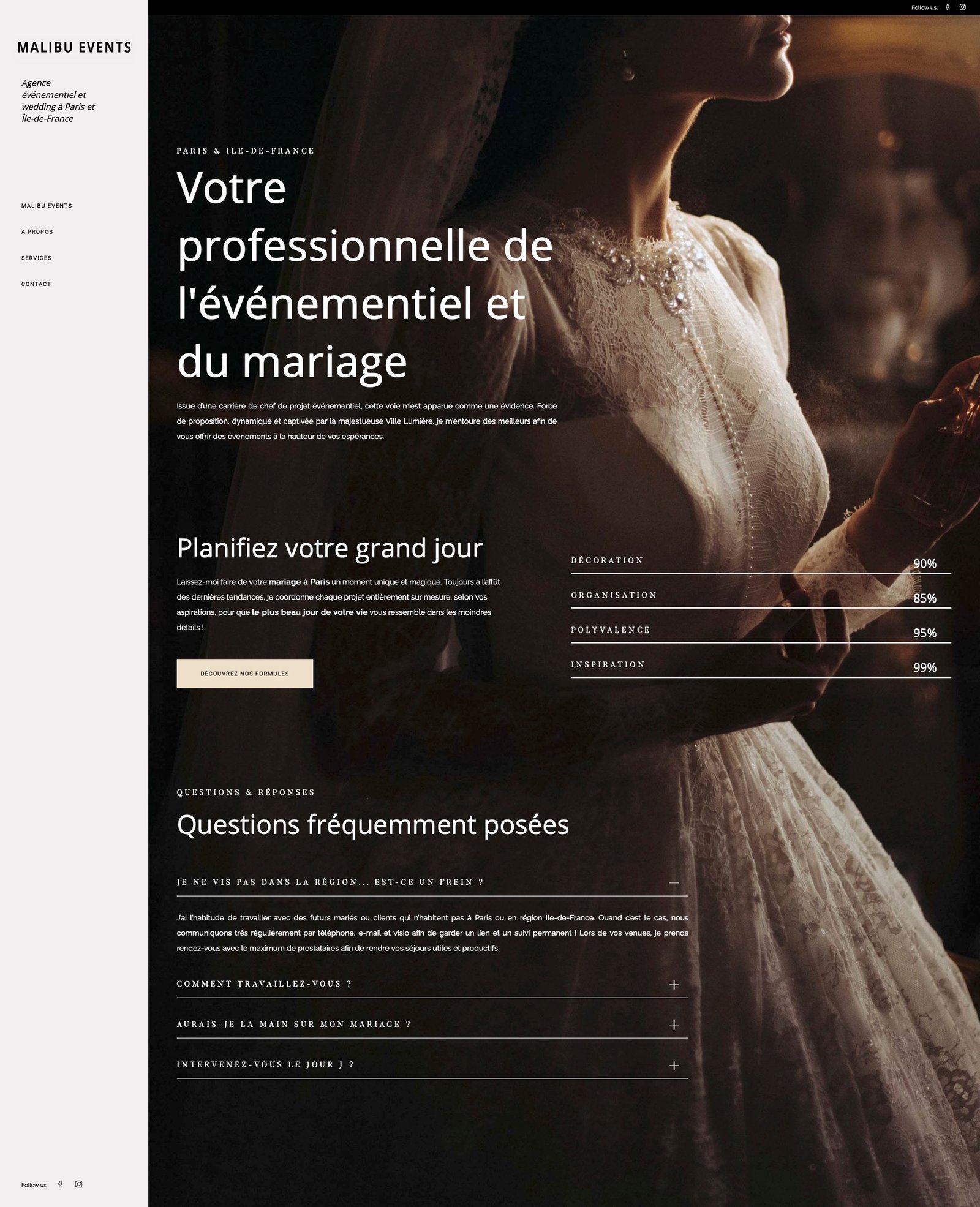 SITE VITRINE - MALIBU EVENTS - AGENCE CRÉATION SITE WEB - DARLOW PARIS