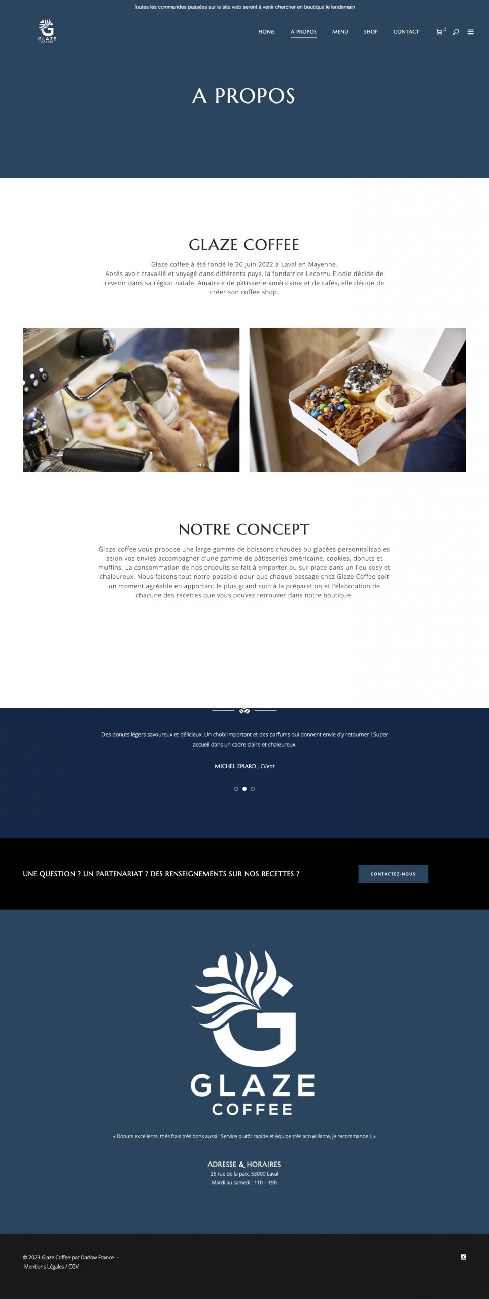 A propos - Glaze Coffee - Site ecommerce Wordpress - Darlow France